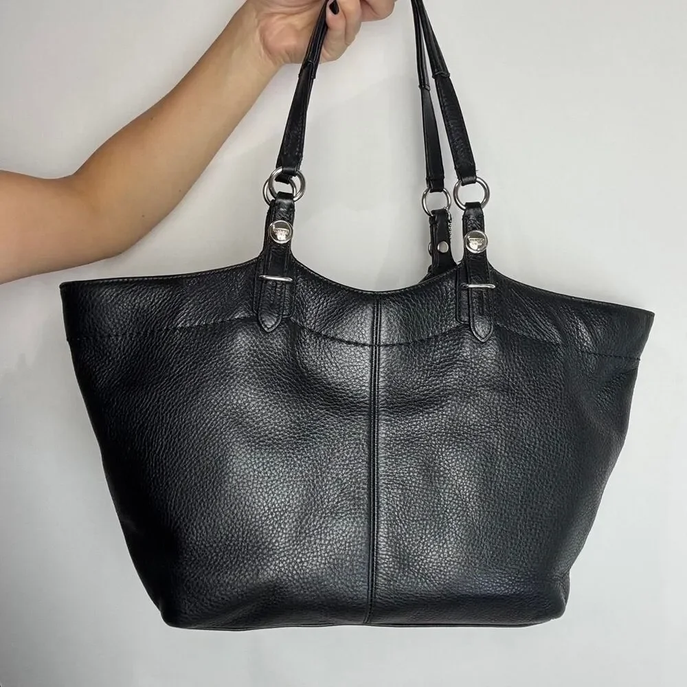 Coach Carly Vintage Y2K Black Pebbled Leather Tote Shoulder Bag